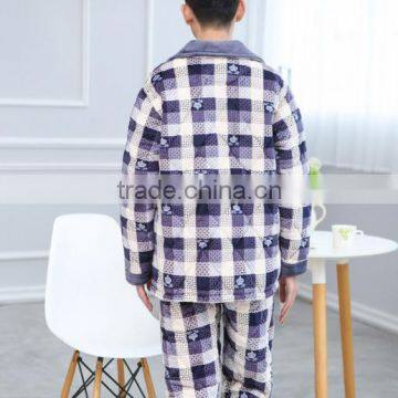 2017 Fashion Fleece Men Pajamas Check Printing Top Quality photo-3