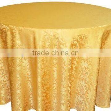 gold low price seamless round jacquard damask polyester table cloths