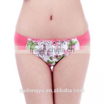 outsanding blue poeny cotton brief panties/yje wholesale plus size sexy cotton breathable underwea panties/mulit color