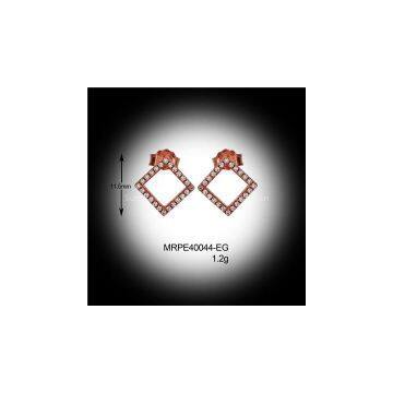 Rose Gold Plating Clear Zirconia Micro Pave Sterling Silver Rings photo-2