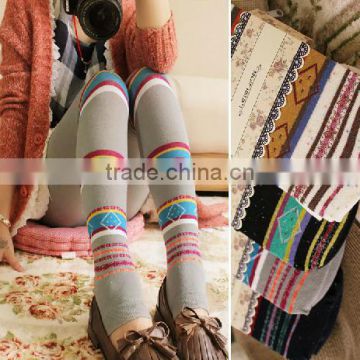 Cheap Item To Sell Wholesale Colored Shiny Pants Stripe Printed Knitting Winter Warm Women Ladies Cotton Leggings