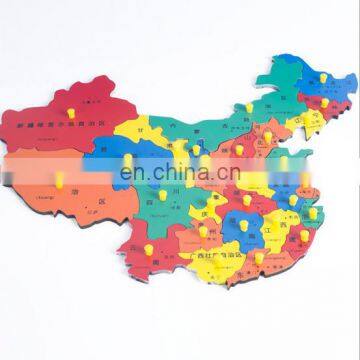 Good quality laser cutting Montessori wooden puzzle maple world map with best selling