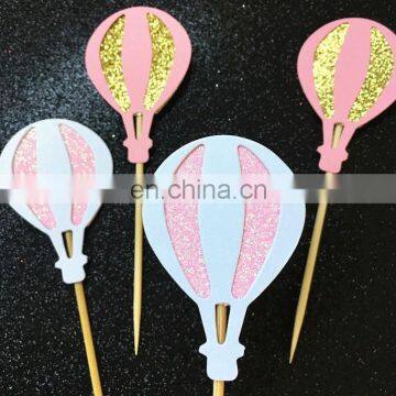 Newest Pink Balloon Glitter Cupcake Topper Birthday Wedding Cake Decorations photo-2