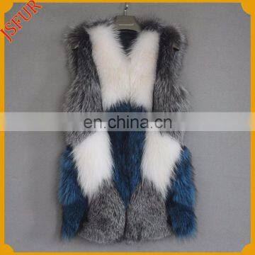 Luxury mix fur women vest with silver fox raccoon and mink fur waistcoat