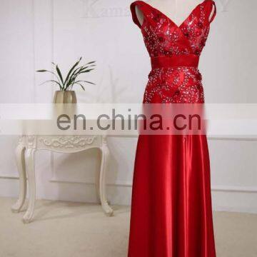 C5003 Classical red lace with diamon bead bridal dress