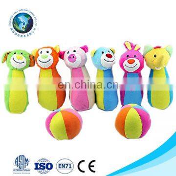 Customized fashion soft stuffed plush animal baby bowling ball wholesale cute mini bowling