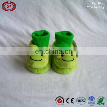 Green Frog smile face soft stuffed baby sock shoes toy