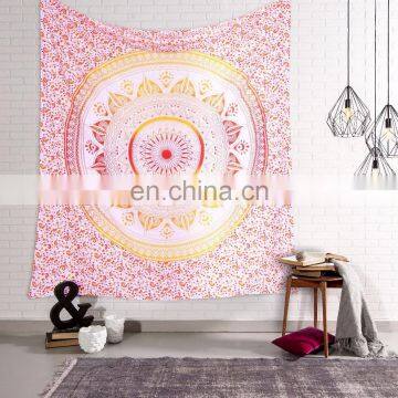 Indian New Red Bedspread Queen Bedsheet Ombre Mandala Tapestry Wall Hanging 95" X 85" Inch