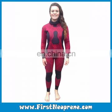 Red Dot Printing Style Womens Camo 5mm Womens Two Piece Spearfishing Suits Jacket And Hi-Waist Pants