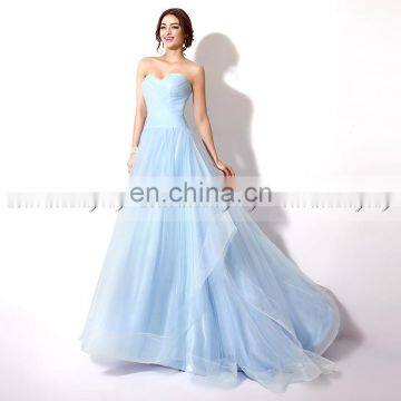 New Gorgeous Sky Blue Sweetheart Tiered Tulle Prom Dresses