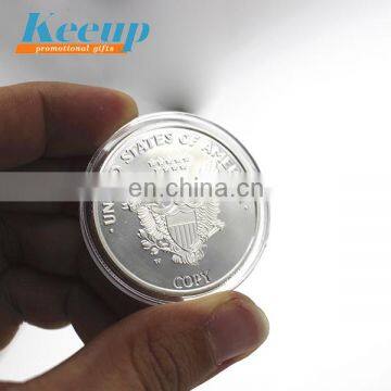 Embossed Silver Coins Custom Metal Tokens Souvenir with Plastic Box