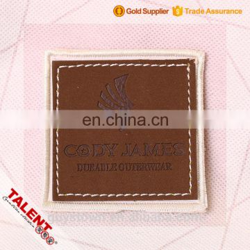 custom hot stamping brand logo bordure border jeans small leather patch sewing canvas for decoration