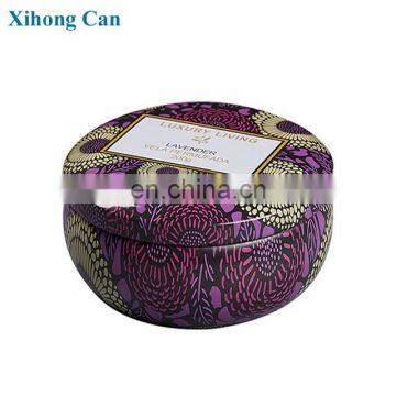 wholesale custom printed emboss small round new scented soy candle tin box