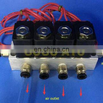 4pcs valve with manifold 2 way Pneumatic direct acting solenoid valve 2V025-06 1/8" BSP 110V AC micro control gas valve set