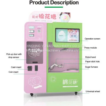 Newest Automatic High Quality Fairy Coin Operated Machine Cotton Candy Floss Making Vending Machine