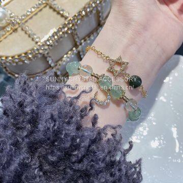 Green Strawberry Crystal Green Ghost Natural Crystal Bracelet Women's Set photo-2
