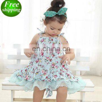 2019 kids vintage flower tutu dress floral tutu dress pettiskirt blue & pink