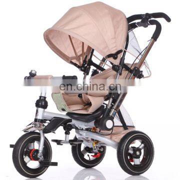 China Factory Supply 4 in 1 Foldable 3 Wheels Baby Push Stroller Tricycle