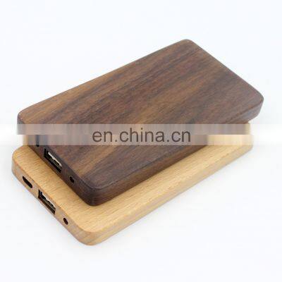 2020 walnut wooden mobile phone power bank charger 8000mah wood mobile power bank portable charger