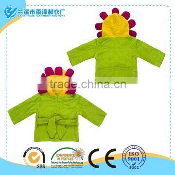 cartoon sunflower shaped polar fleece hooded baby bathrobe