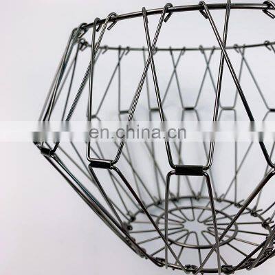 Foldable Organizer Storage Basket Wholesale Home Mesh Food Clothes Gift Desk Folding Metal Baskets photo-4