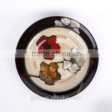 16-piece Reactive Glaze Stoneware Dinnerware Set With Poppy Hand Printing photo-6