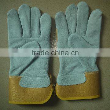 Full palm cow split leather working gloves with CE en388