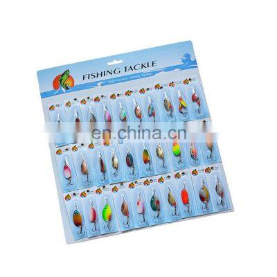 Factory price 30Pcs Trout Metal Spoon Fishing Lure Assorted Spinner Baits Spoon Spinnerbait Card Set