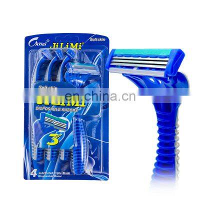 Professional manufacturer blue shavers customized disposable safety shaver face razor