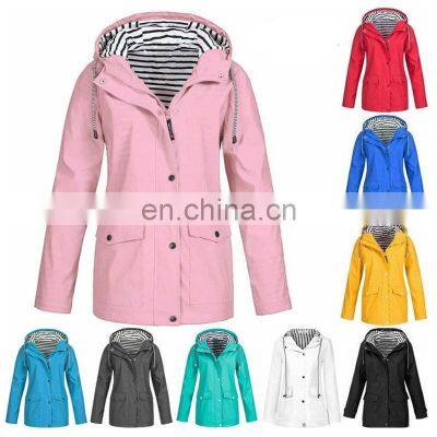 Индивидуально изготовленная женская водонепроницаемая дождевка с капюшоном для активного отдыха на открытом воздухе плюс большой куртка-ветровка photo-2