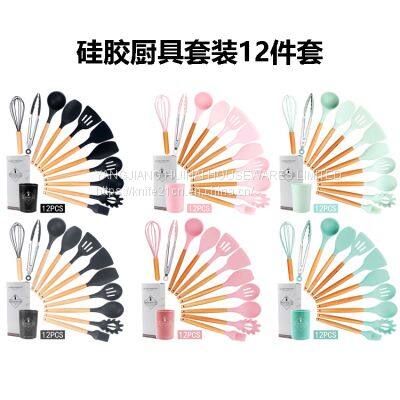Eco-friendly Food Grade Gift Pack 12 Pcs Cooking Tools Kitchen Gadgets Silicone and Stainless Steel Kitchen Utensil Set photo-2