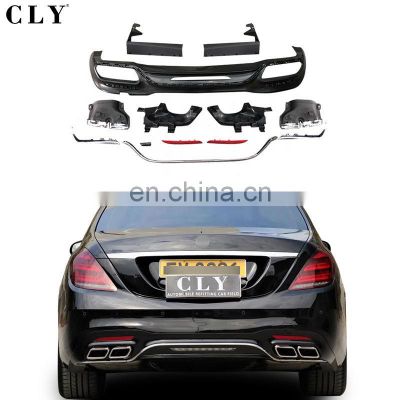 Genuine Rear Bumper Diffuser For Benz S-class W222 Modified S63 AMG Rear Lip Diffuser Exhaust Pipe Tips