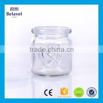 100ml Engrave Heart Shape Yoghourt Glass Jam Jar Pudding Glass Bottle