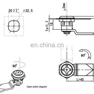 MS705-3E Electrical Cabinet Combination Cam Lock Powder Coated Square Head 1/4 Turn Lock photo-5