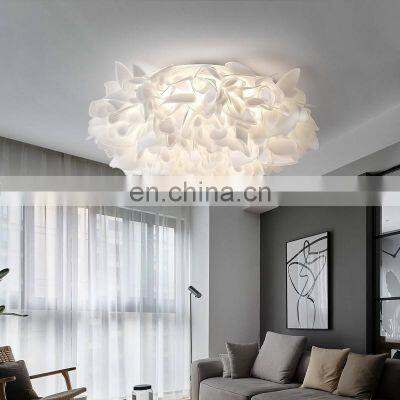 New Style Round Indoor Ceiling Light LED Feather Hanging Lights Home Nordic Modern Leaf Chandelier