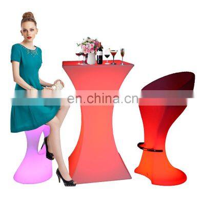 bar stool /PE RGB color changed LED night club furniture catering cafe bar chair& table Bar Furniture Sets