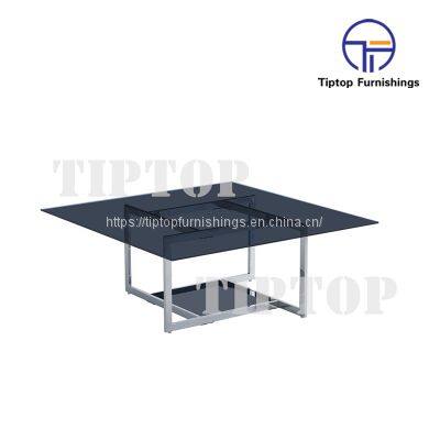 Light luxury slate coffee table simple modern high-end design oval living room household stainless steel coffee table