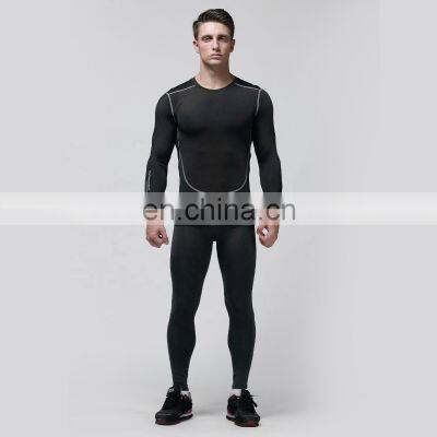 Gym Compression Shirts Quick Dry Long Sleeve Men Factory Sales Bodybuilding Tops 70polyester 30spandex photo-5