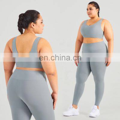 2 Piece Women Breathable Yoga Sets Fitness Cloud Feeling Wear Plus Size Sport Suit photo-5