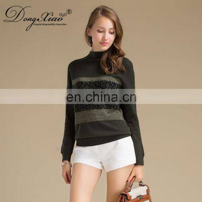 Women's Preppy Style Jacquard Leopard Knitted Cashmere Sweater O-Neck With Autumn Style ODM Supply for Winter Season photo-2