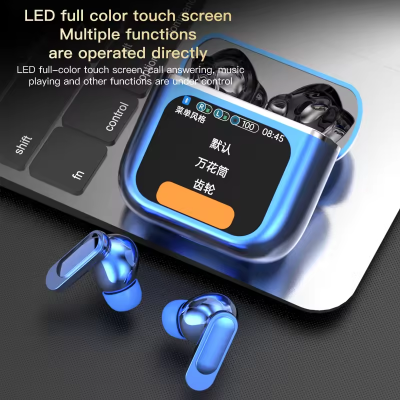 ANC ENC 2024 best TWS Earphones With LCD Touch Screen Wireless Earbuds Active Noise Cancelling Sport Headset