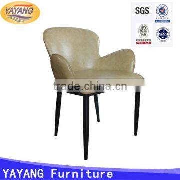 Wood imitation modern leather dining chairs designs with arm