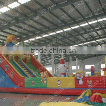 HOT SALE Pororo penguin inflatable slide 14x7m big slide