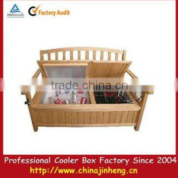 Outdoor wooden bench cooler box