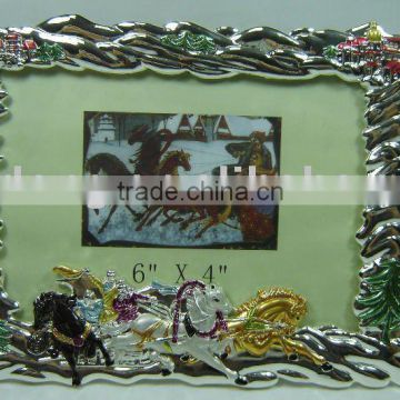 Fashion Enamel Silver Shiny Metal Photo Frame