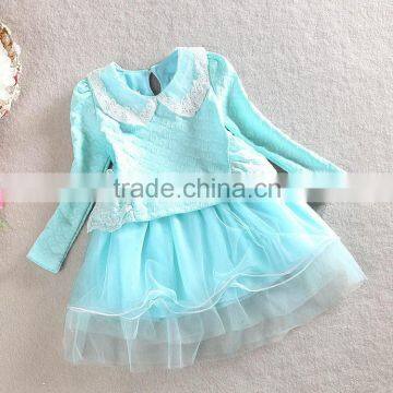 2015 Spring Clothing For Girls Ruffles Dress Long Sleeve One Pcs Child Dresses Korean Girls Dresses