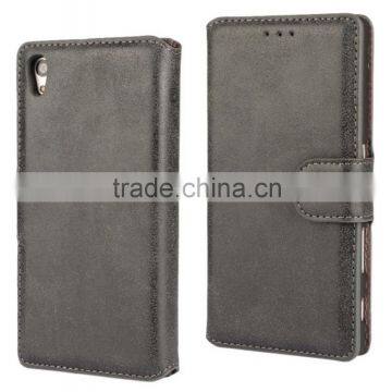 PU Leather With Magnet Stand Case Vintage Retro Dull Polish Folio Flip Holder Cover for Sony Xperia Z5 photo-5
