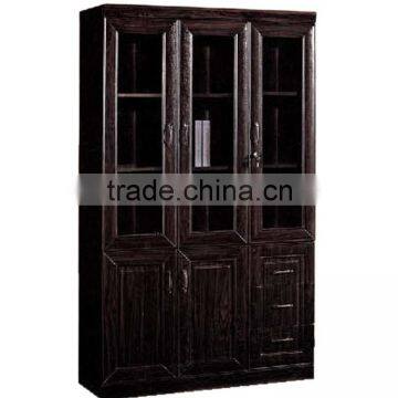 bookshelf 3 door walnut color bookcase