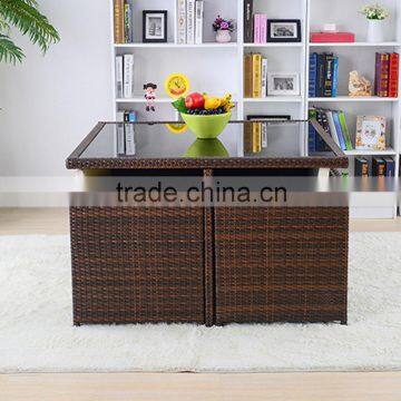 Simple Design Dining Room Furniture Garden 4 Chairs Rattan Wicker Outdoor Tea Dinning Table Set photo-5