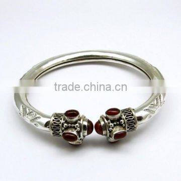 Turquoise & Red Onyx Silver Bangles, Handmade Silver Jewellery, Online Silver Jewellery